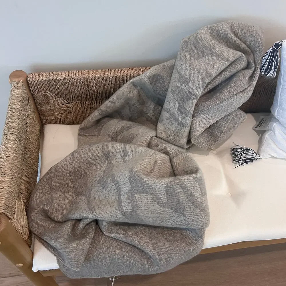 Anthropologie NEW Gray Camo Super Soft Lap Throw Blanket 55